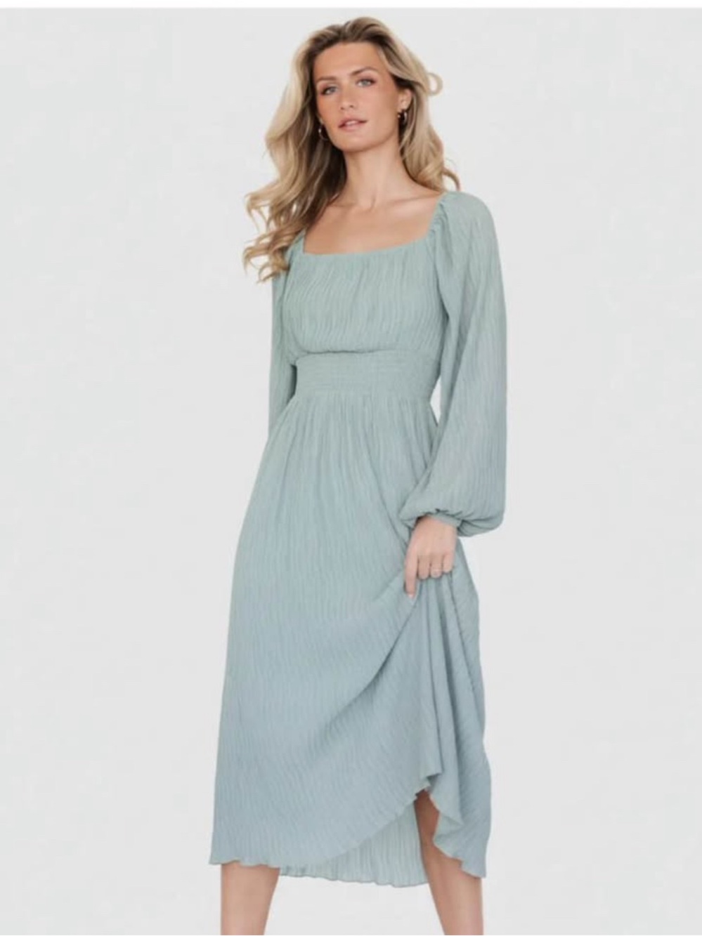 Baltic Born dalton pleated Midi Dress in Sage Green size large